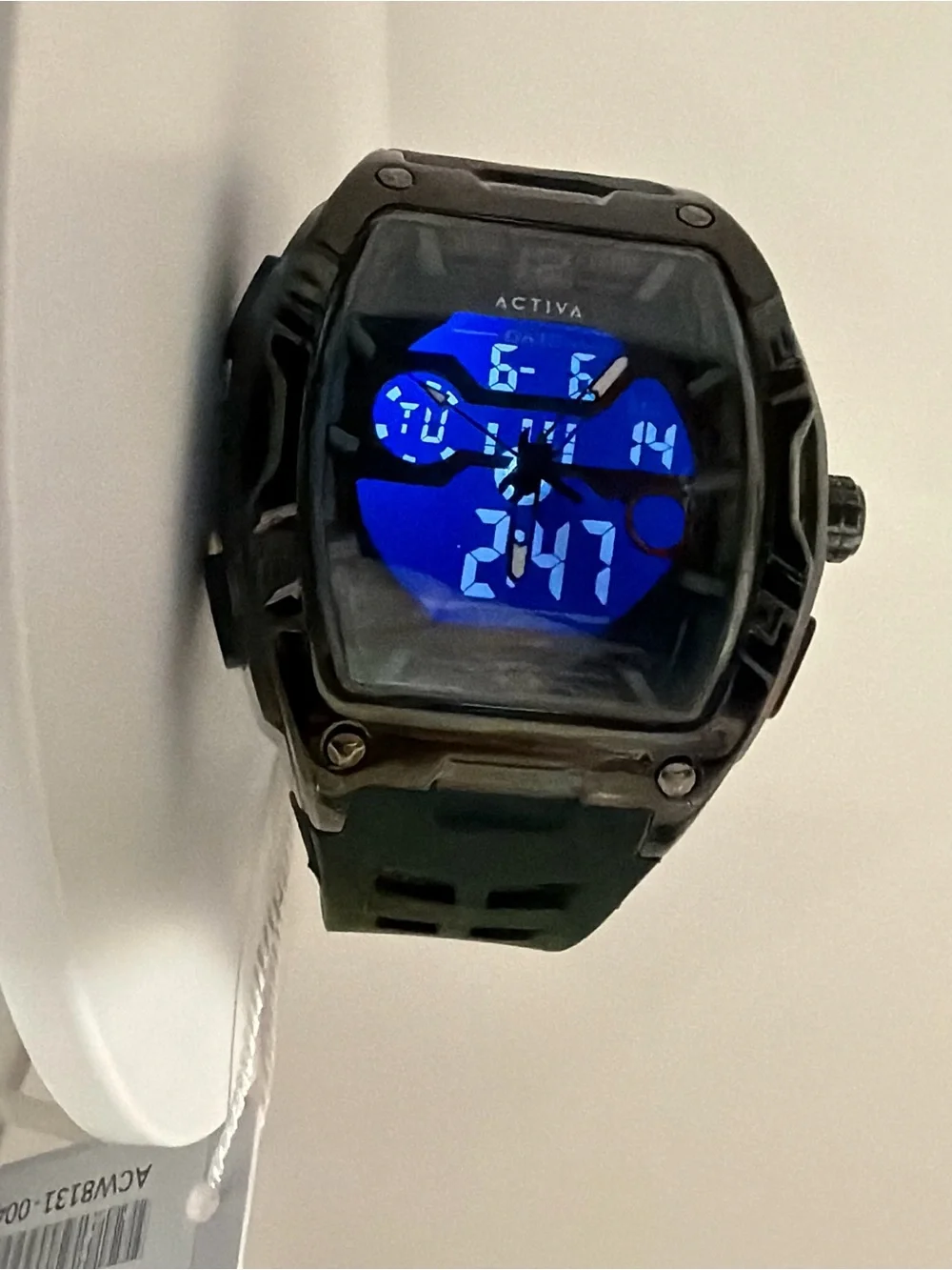 Activa Venzis Men’s  Black Digital Sports Watch With Light Up Dial 50mm